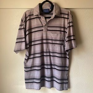 Vintage Towncraft gray striped short sleeve button tee